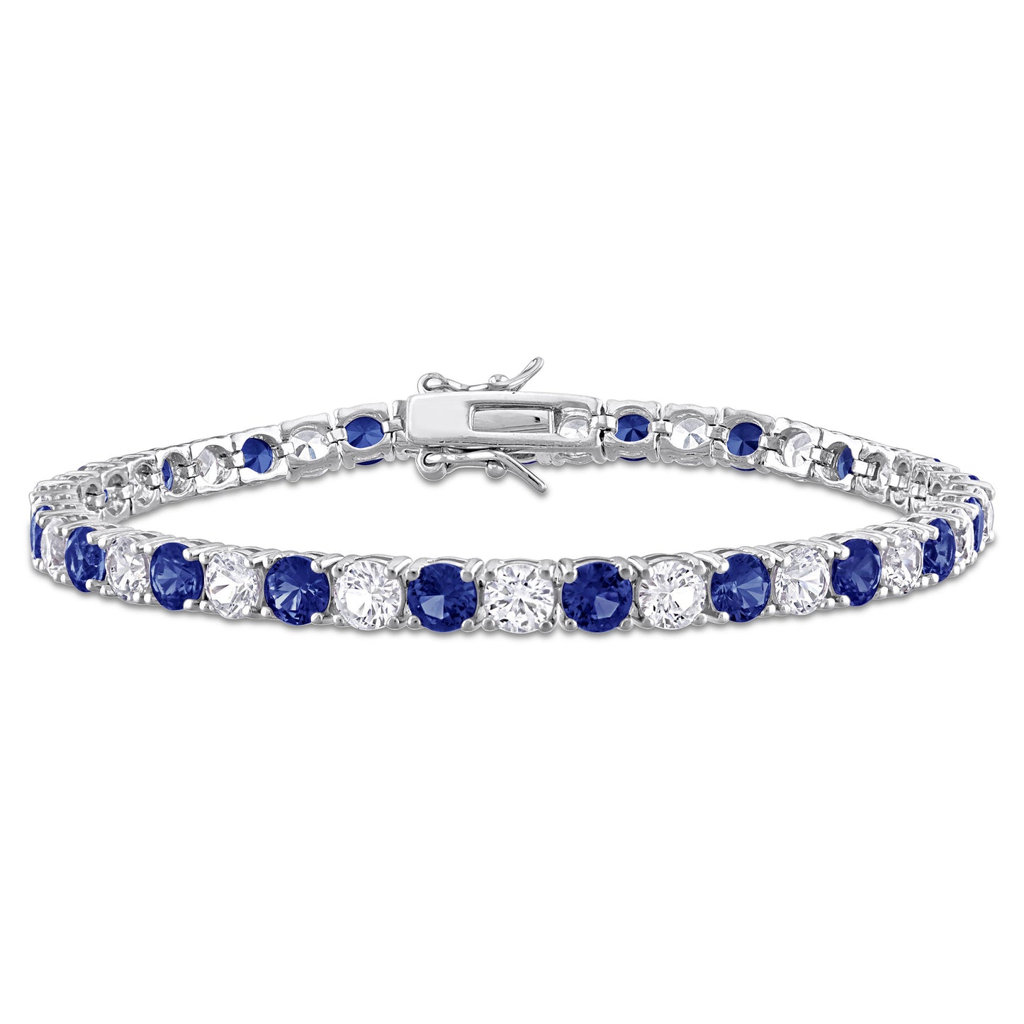 Women's Sapphire/Crystal Sterling Silver Bracelet