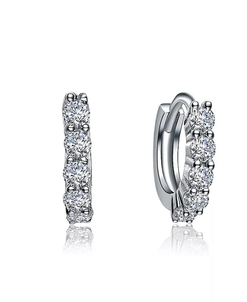 Elegant White Gold Plated Cubic Zirconia Extra Mini Huggie Hoop Earrings