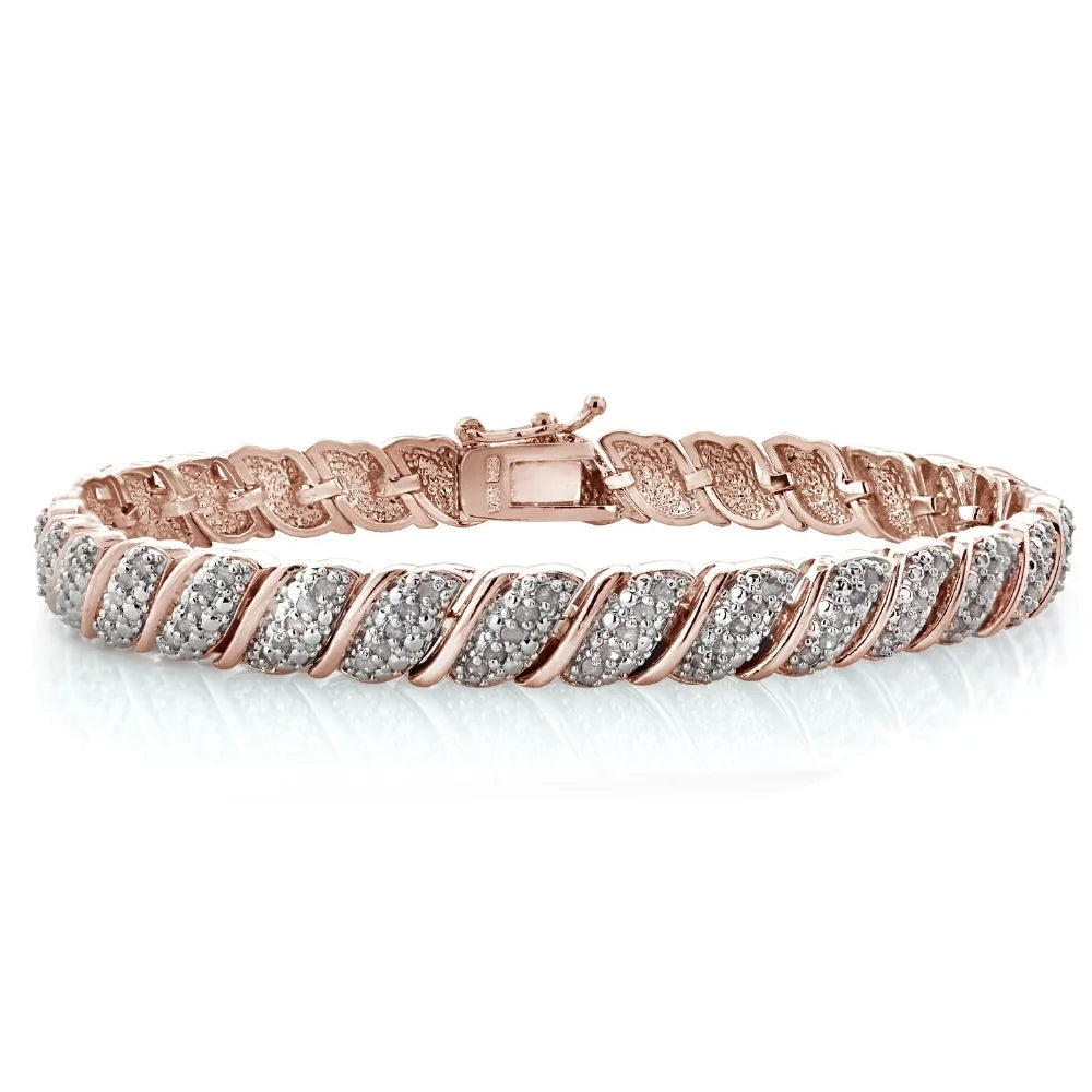 18K Rose Gold/1Ct Diamond Tennis Bracelet