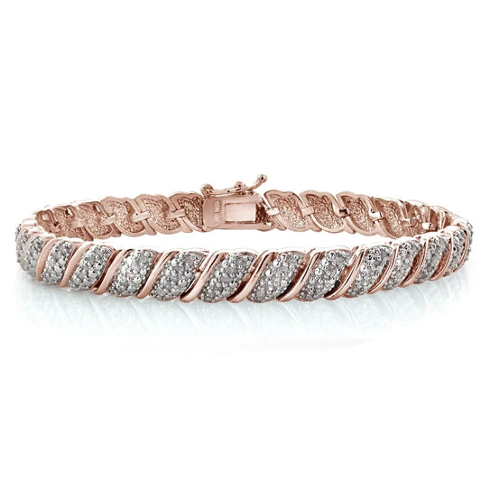 18K Rose Gold/1Ct Diamond Tennis Bracelet