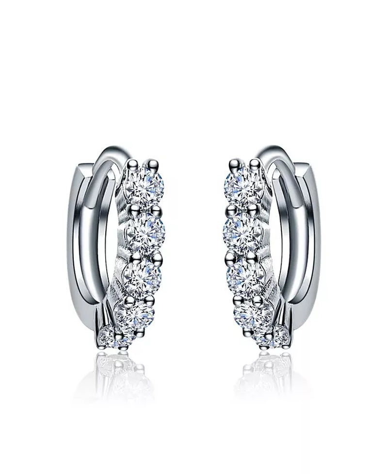 Elegant White Gold Plated Cubic Zirconia Extra Mini Huggie Hoop Earrings