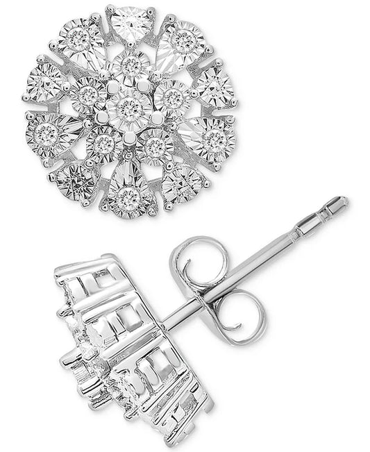 Diamond Flower Burst Stud Earrings (1/10 Ct. T.W.) in Sterling Silver, Created for (A $200 Value)