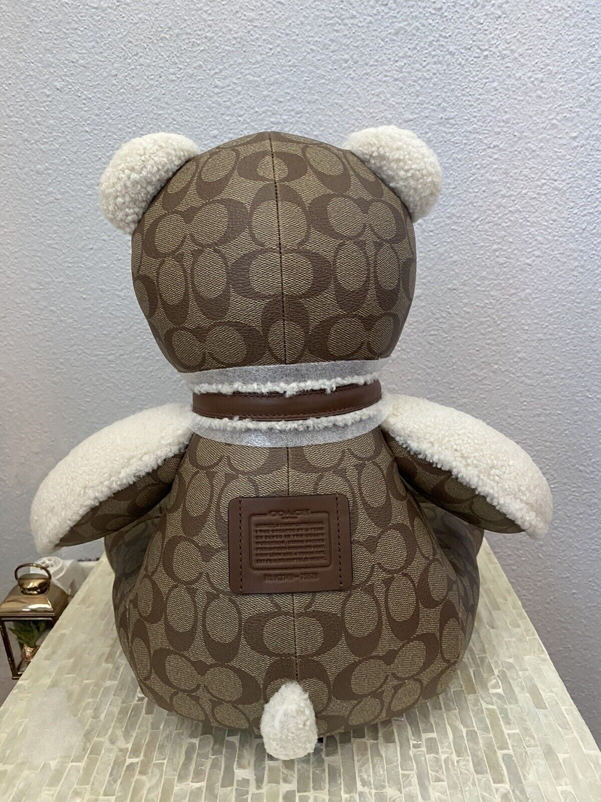 Coach Bear Doll in Signature Canvas Pebble -Smooth Leather and Shearling 75528