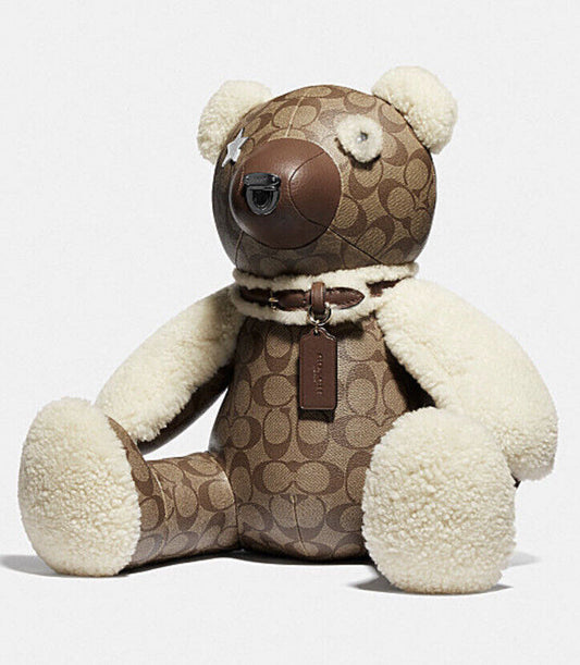 Coach Bear Doll in Signature Canvas Pebble -Smooth Leather and Shearling 75528