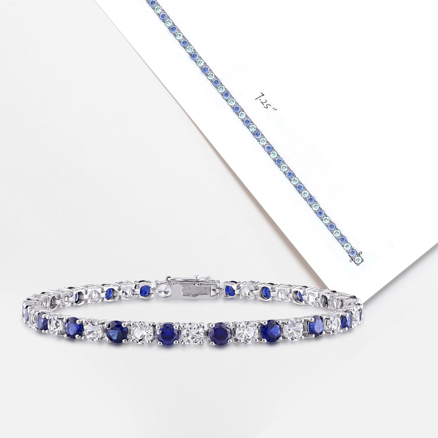 Women's Sapphire/Crystal Sterling Silver Bracelet